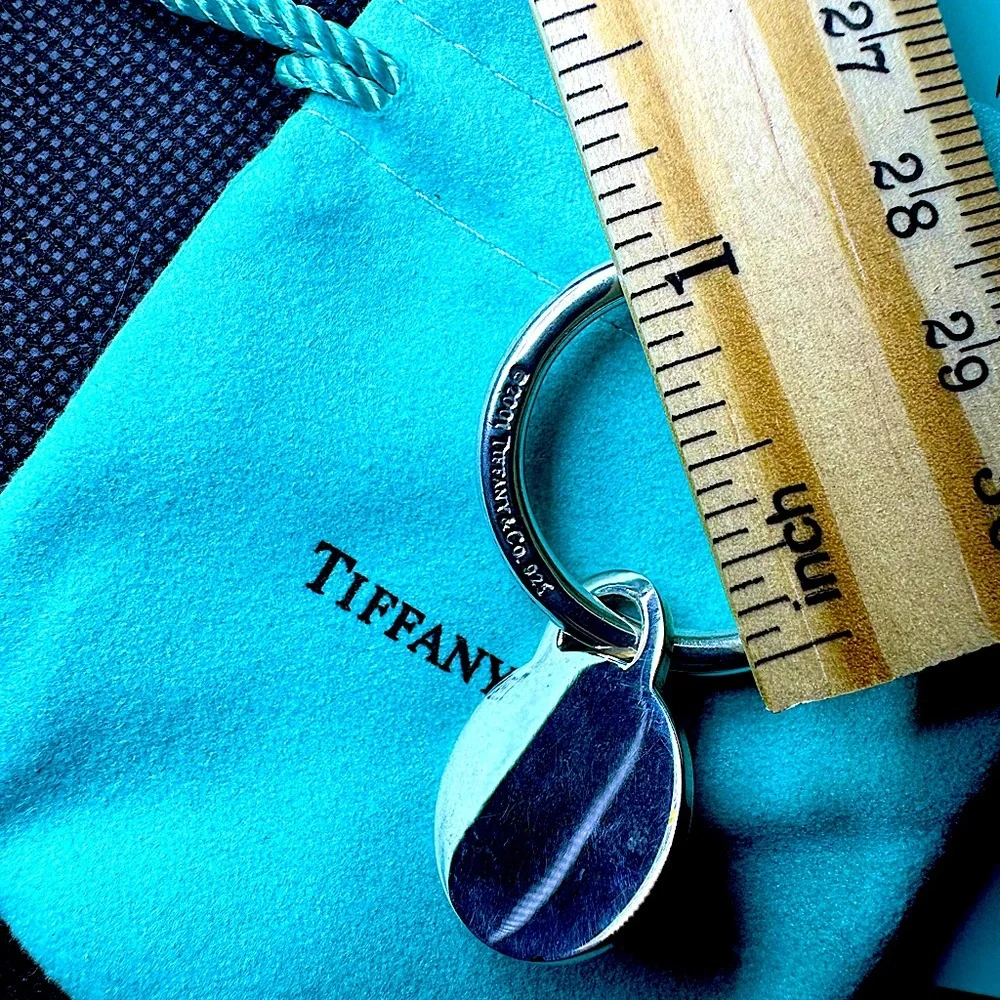 Tiffany & Co. 01 Silver Key Ring Round Tag Sterling Silver Rare Ball End & Pouch - Picture 4 of 6